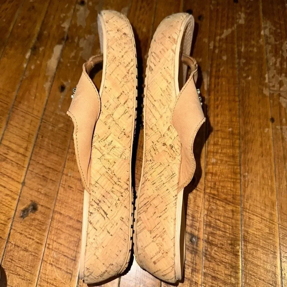 Crocs rubber washable faux cork ortho tan 7 wedge sandals